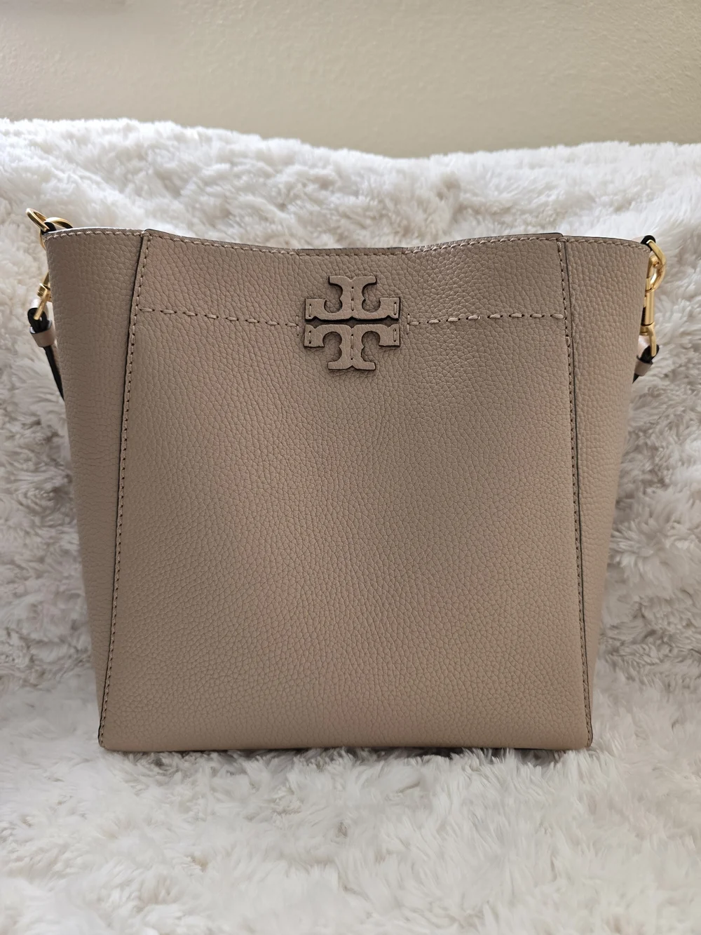 Tory Burch Taupe Leather Crossbody Bag - Picture 1 of 11